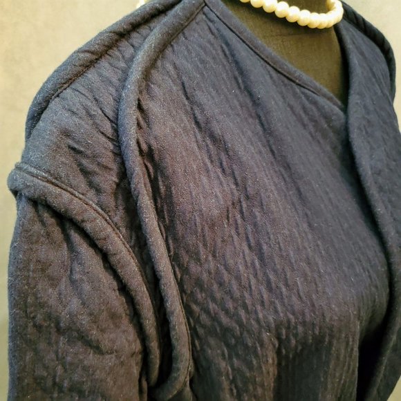 Rag & Bone Quilted Rope Accent Navy Blue Cotton Wrap Long Sleeved Coat - Picture 11 of 16